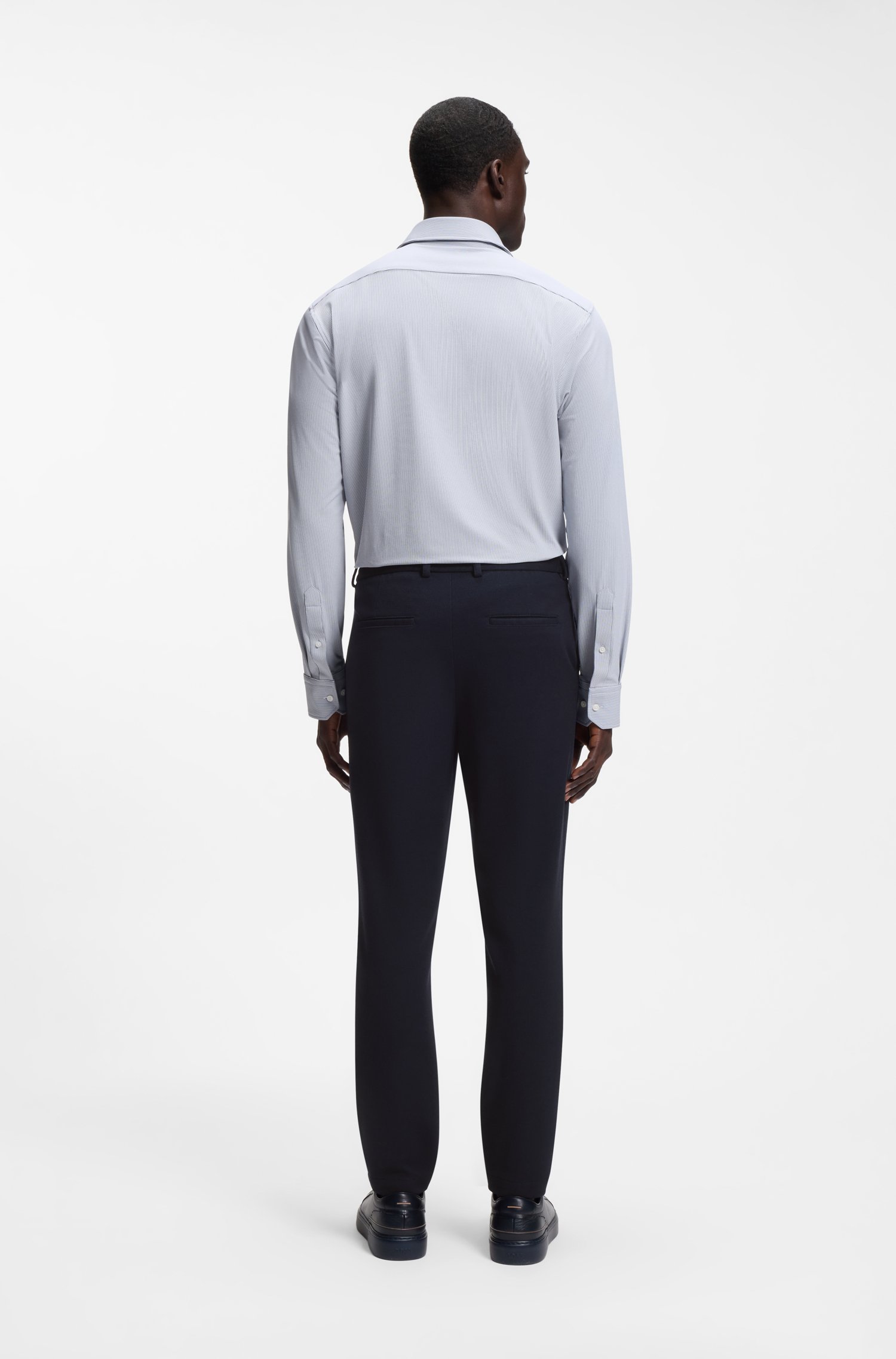 Boss Tapered-fit trousers in micro-patterned stretch jersey byxor herr – bild 2