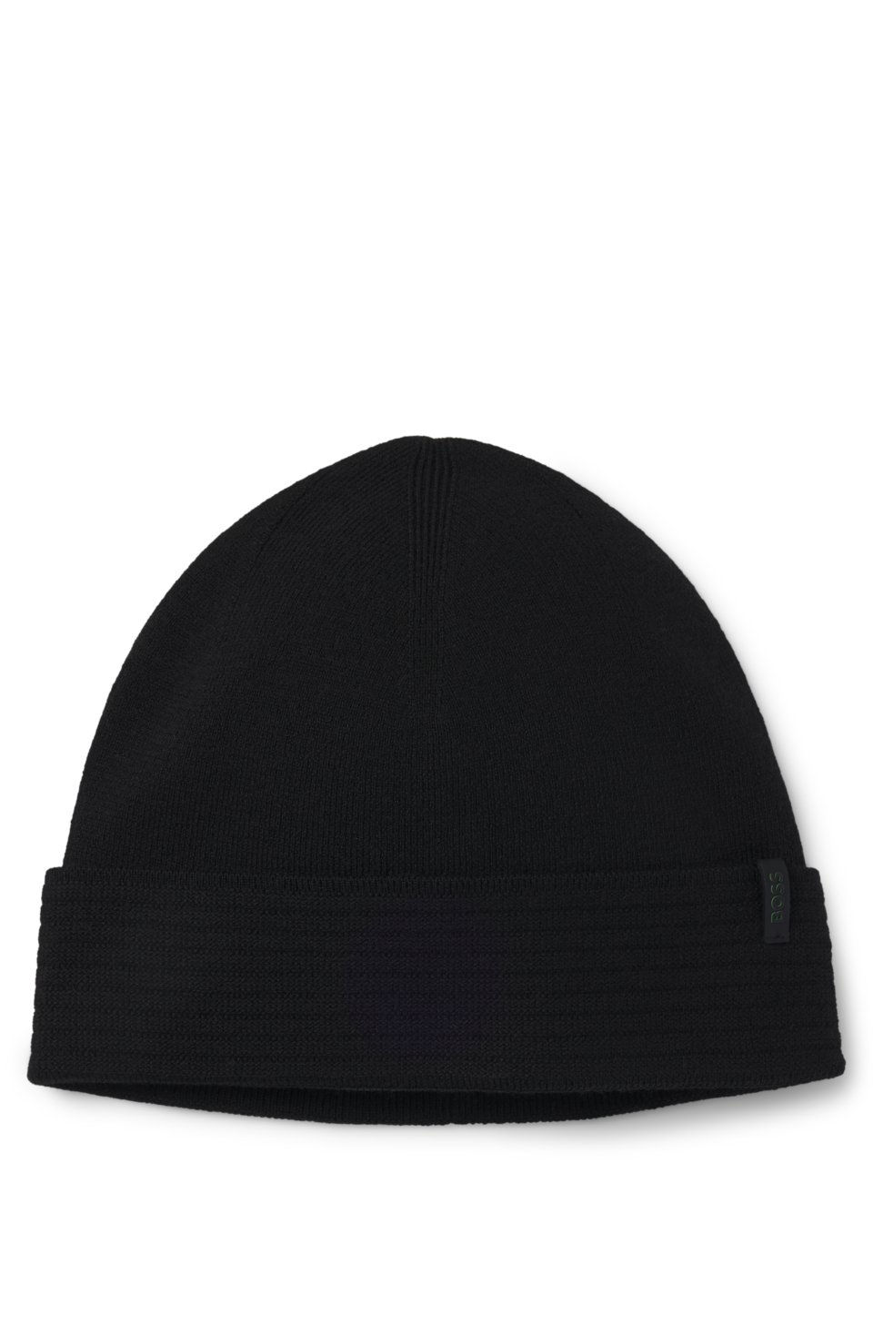Knitted beanie hat in thermo-regulating stretch fabric