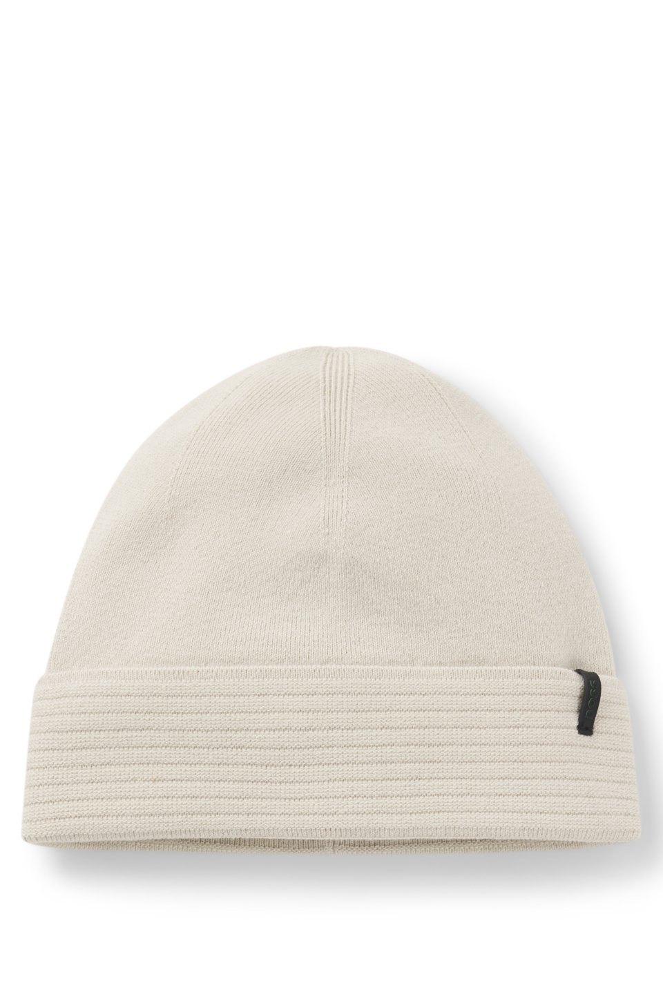 Knitted beanie hat in thermo-regulating stretch fabric