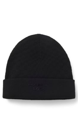 Porsche x BOSS beanie hat with Pasha check, Black