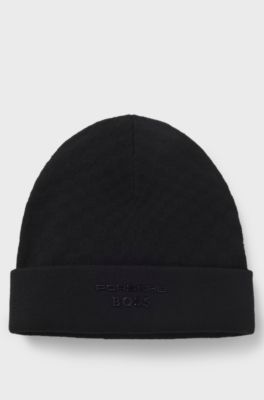 Porsche x BOSS beanie hat with Pasha check, Black