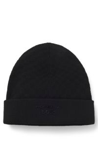 Porsche x BOSS beanie hat with Pasha check, Black