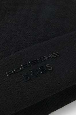 Porsche x BOSS beanie hat with Pasha check, Black