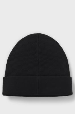 Porsche x BOSS beanie hat with Pasha check, Black