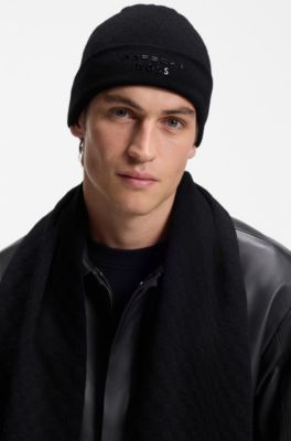 Porsche x BOSS beanie hat with Pasha check, Black