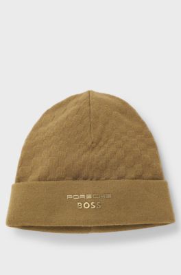Porsche x BOSS beanie hat with Pasha check, Brown