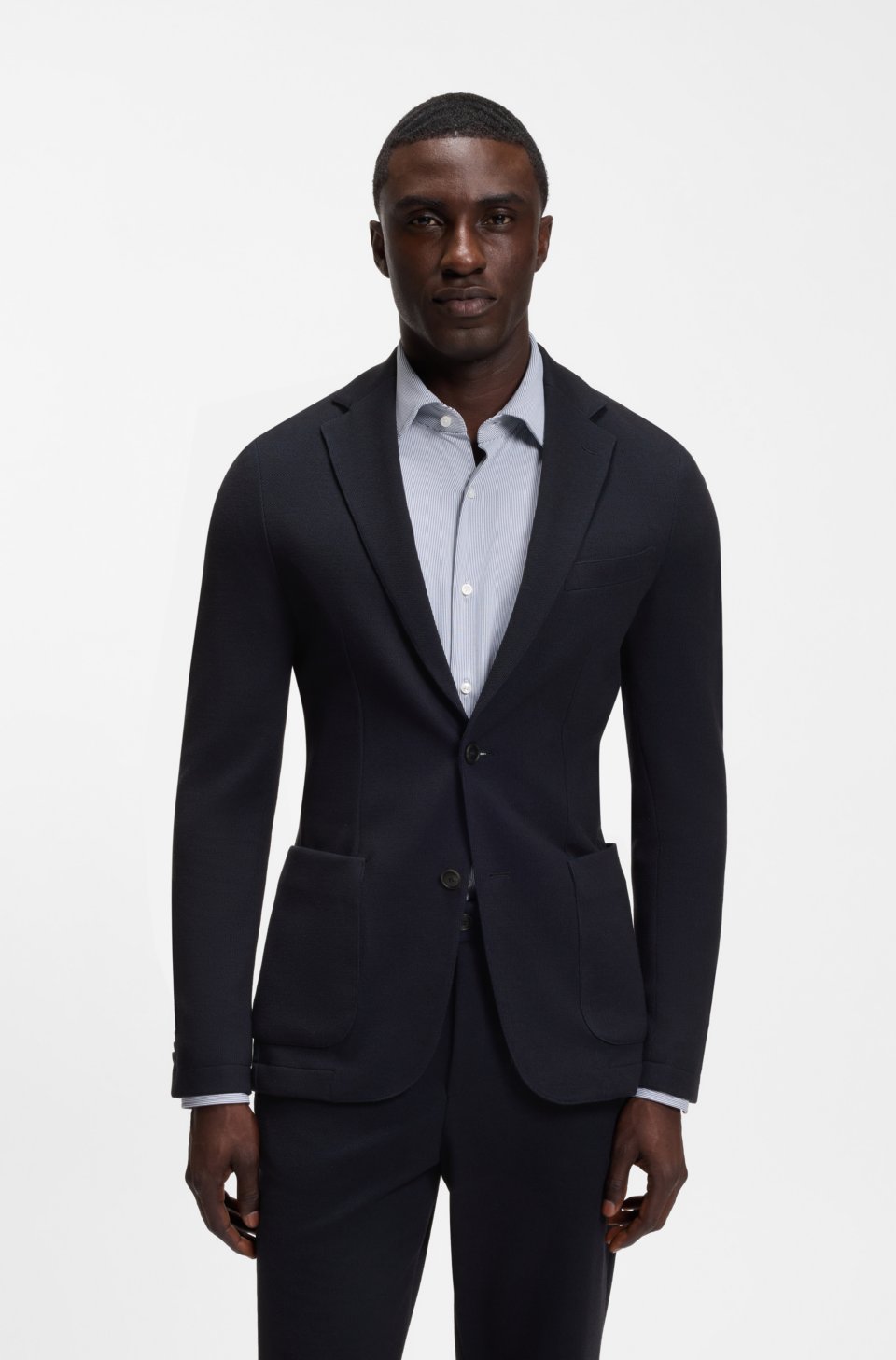 Slim-fit blazer in micro-patterned stretch jersey