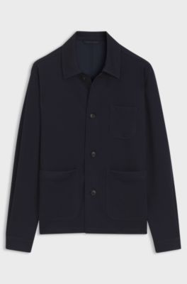 Regular-fit jacket in stretch jersey, Dark Blue