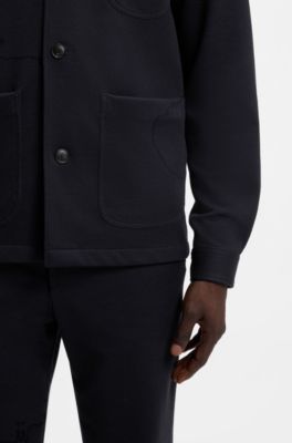 Regular-fit jacket in stretch jersey, Dark Blue