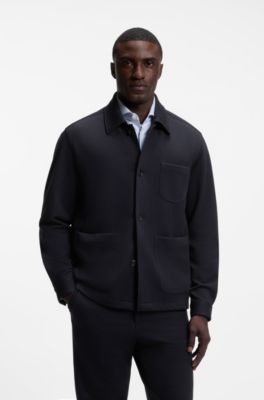 Regular-fit jacket in stretch jersey, Dark Blue