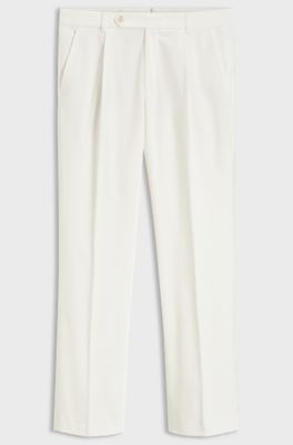 Tapered-fit corduroy trousers in Italian fabric, Natural