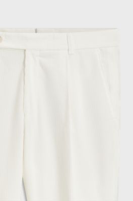 Tapered-fit corduroy trousers in Italian fabric, Natural