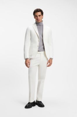 Tapered-fit corduroy trousers in Italian fabric, Natural