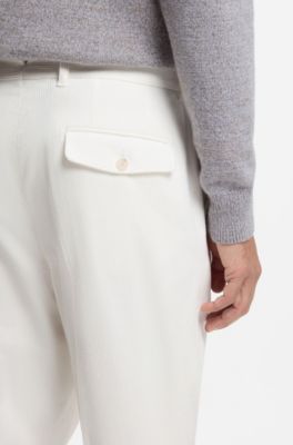 Tapered-fit corduroy trousers in Italian fabric, Natural