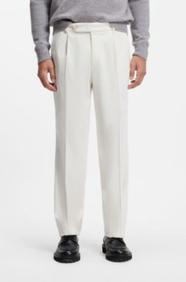 Tapered-fit corduroy trousers in Italian fabric, Natural