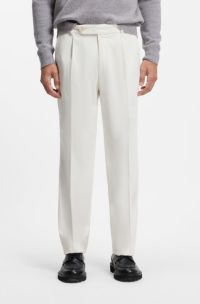 Tapered-fit corduroy trousers in Italian fabric, Natural