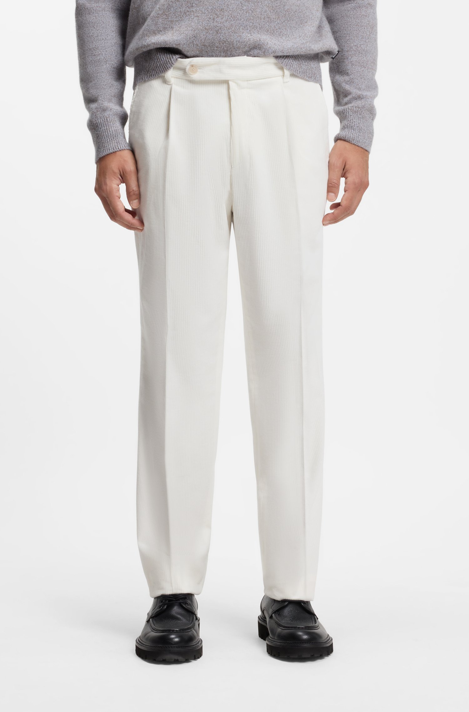 Boss Tapered-fit corduroy trousers in Italian fabric byxor herr