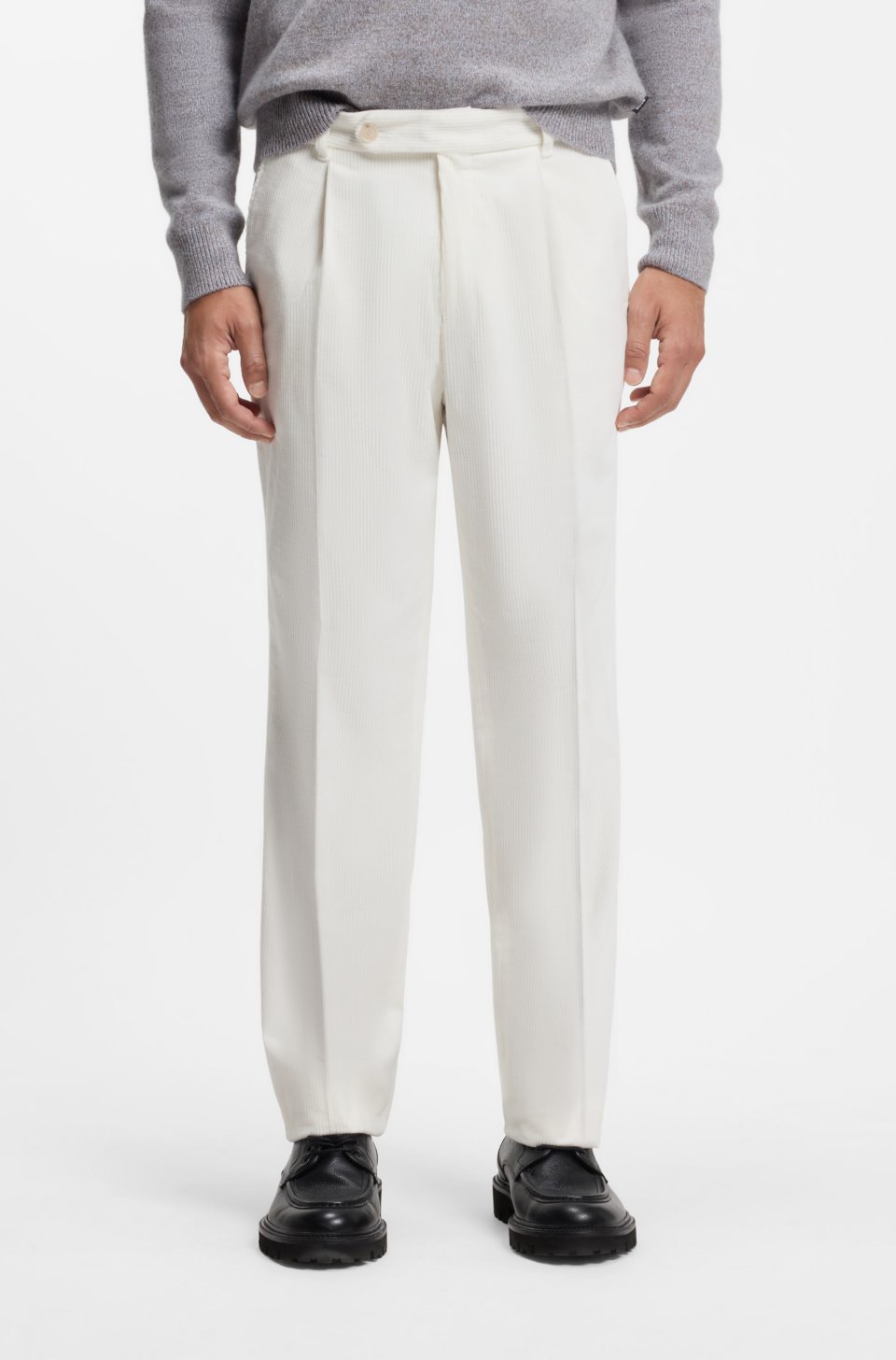 Tapered-fit corduroy trousers in Italian fabric
