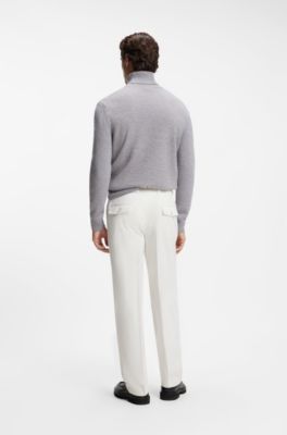 Tapered-fit corduroy trousers in Italian fabric, Natural