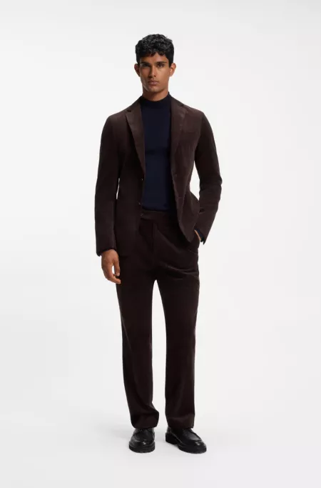 Pantalon Tapered en velours côtelé en tissu italien