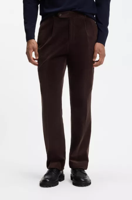 Pantalon Tapered en velours côtelé en tissu italien