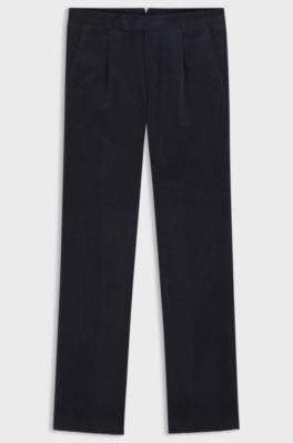 Tapered-fit corduroy trousers in Italian fabric, Dark Blue
