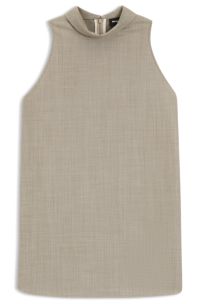 Sleeveless tailored blouse in virgin wool with stretch, Light Beige
