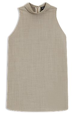 Sleeveless tailored blouse in virgin wool with stretch
