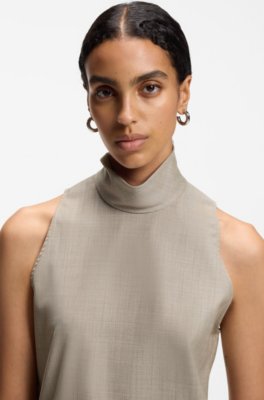 Boss Sleeveless tailored blouse in virgin wool with stretch blusar dam – bild 3