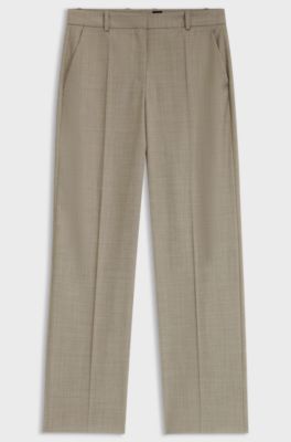 Relaxed-fit trousers in melange virgin wool with stretch, Beige