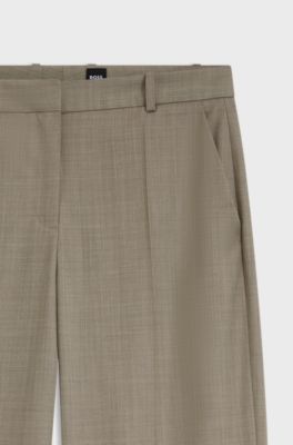 Relaxed-fit trousers in melange virgin wool with stretch, Beige