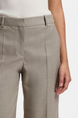 Relaxed-fit trousers in melange virgin wool with stretch, Beige