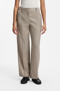 Relaxed-fit trousers in melange virgin wool with stretch, Beige