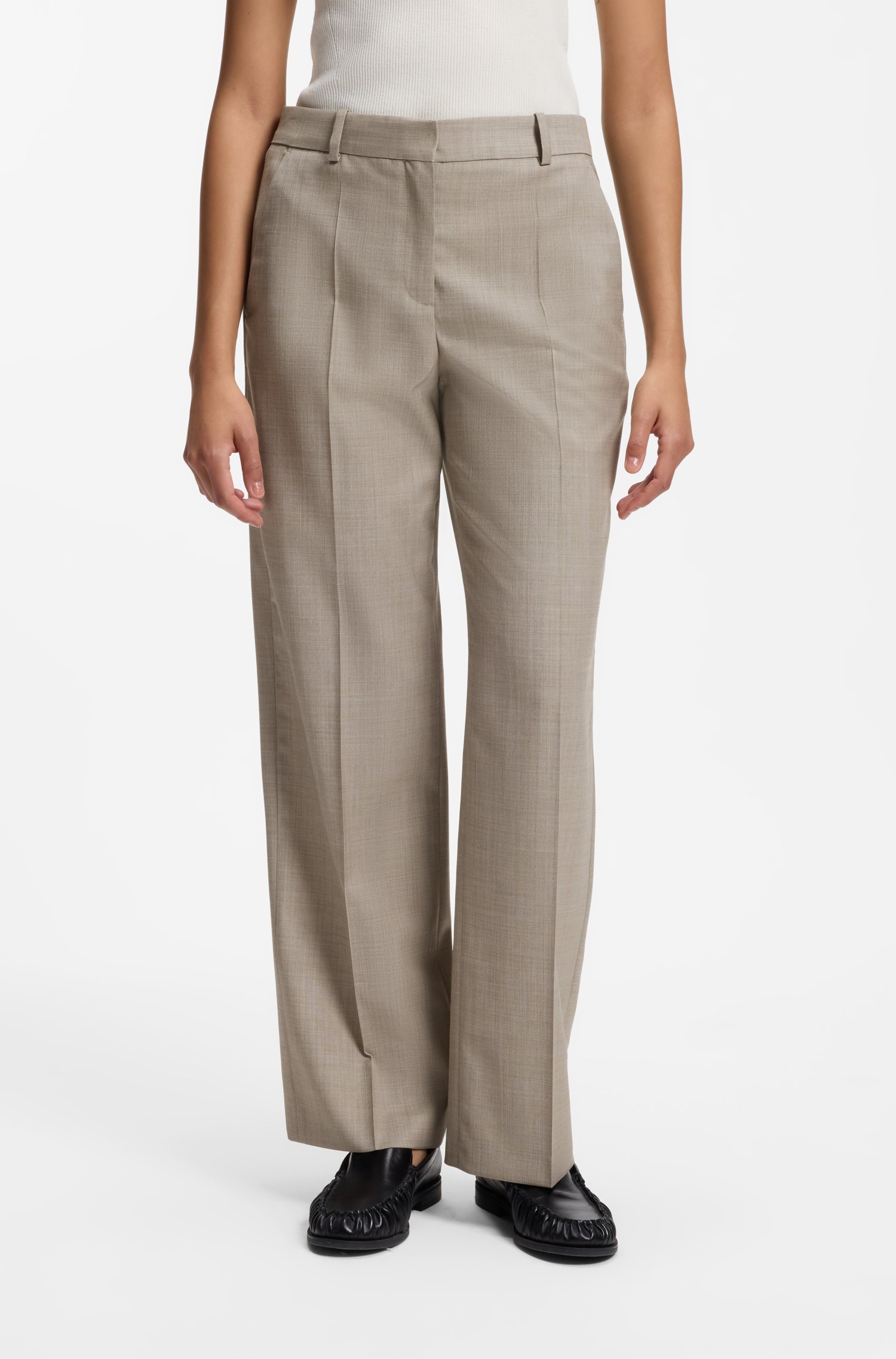 Relaxed-fit trousers in melange virgin wool with stretch