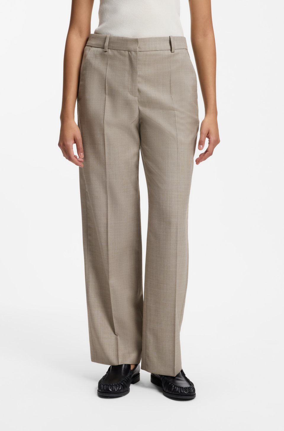 Relaxed-fit trousers in melange virgin wool with stretch
