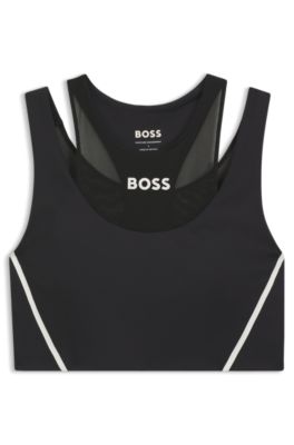 Active sports bra with mesh insert, Black