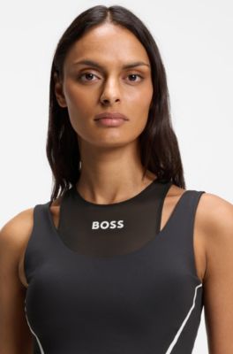 Active sports bra with mesh insert, Black