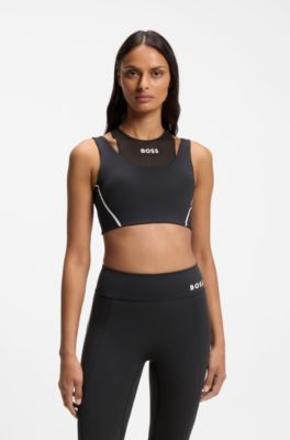 Active sports bra with mesh insert, Black