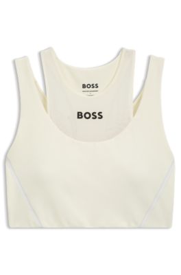 Active sports bra with mesh insert, Light Beige