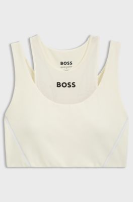 Active sports bra with mesh insert, Light Beige