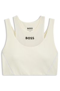 Active sports bra with mesh insert, Light Beige