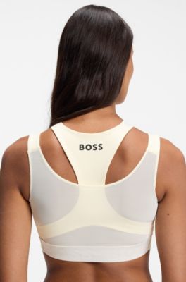 Active sports bra with mesh insert, Light Yellow
