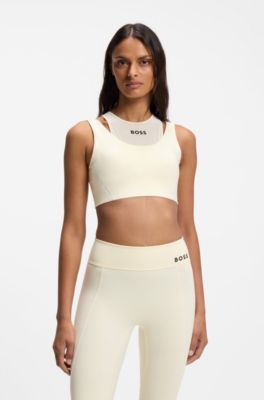 Active sports bra with mesh insert, Light Yellow