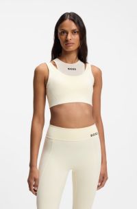 Active sports bra with mesh insert, Light Yellow