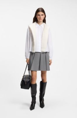Cropped relaxed-fit blouse in cotton poplin, White