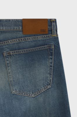 BOSS BY BECKHAM slim-fit jeans in blue denim, Blue