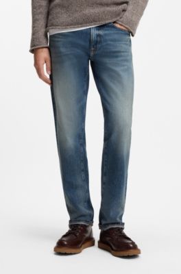 BOSS BY BECKHAM slim-fit jeans in blue denim, Blue