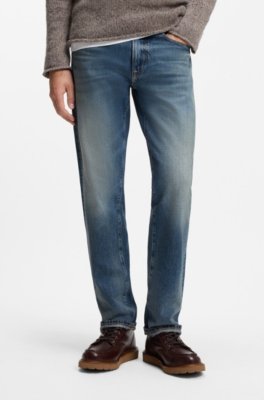 BY BECKHAM slim-fit jeans in blue denim