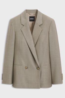 Regular-fit blazer in Italian virgin wool with stretch, Light Beige