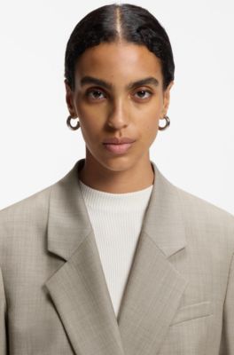 Regular-fit blazer in Italian virgin wool with stretch, Light Beige